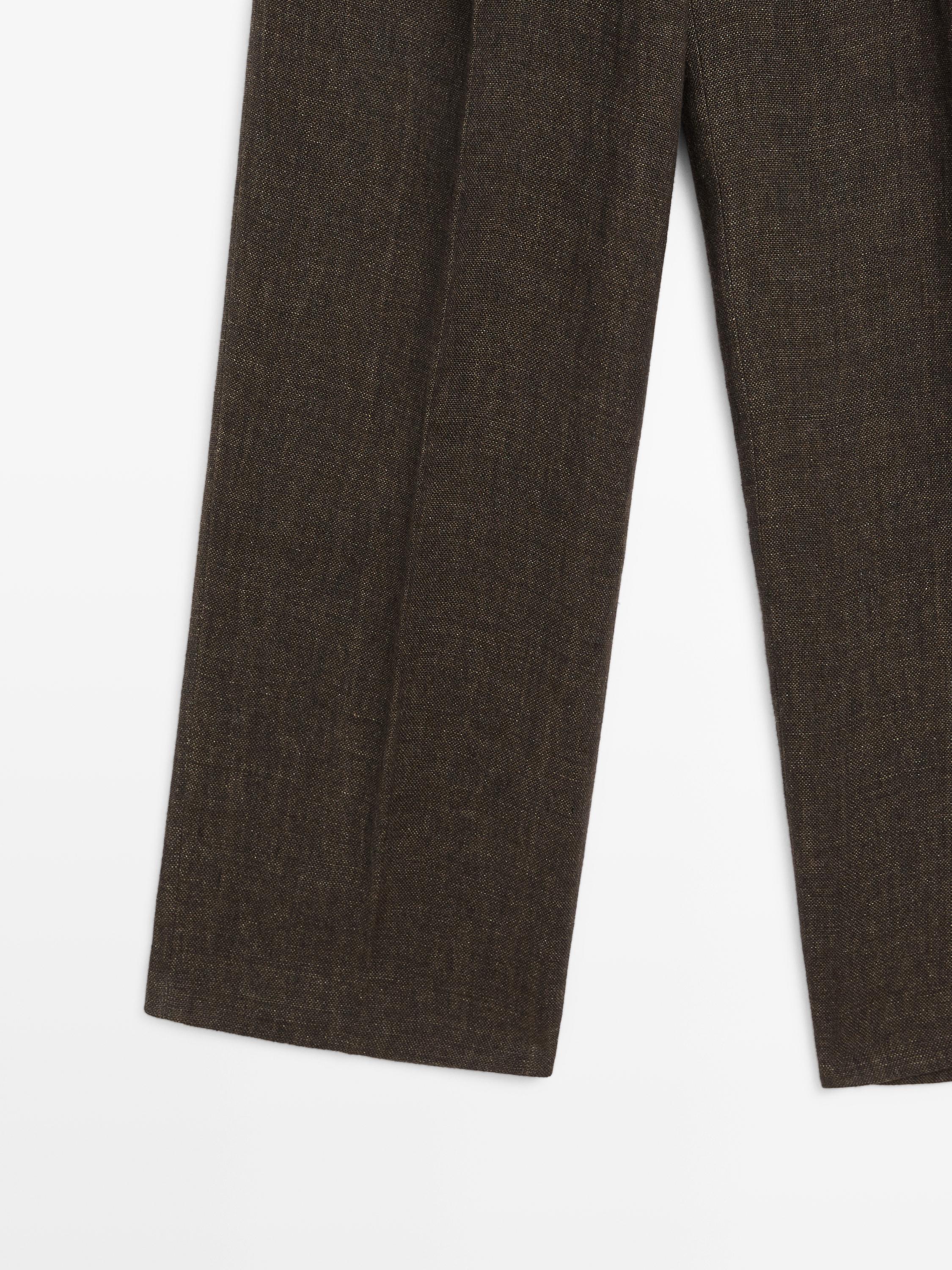 Total look melange linen darted trousers